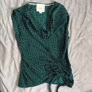 Maeve Green Sleeveless Ruched Blouse